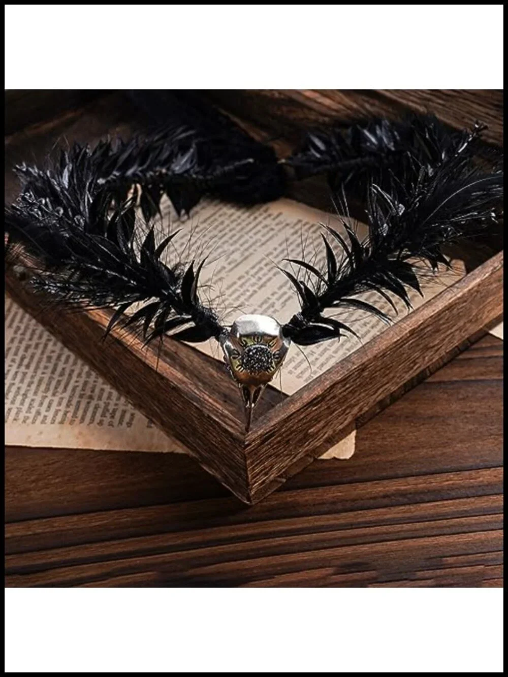 Gothic Feather Crown Witch Headpiece Elf Raven Headband Renaissance Halloween